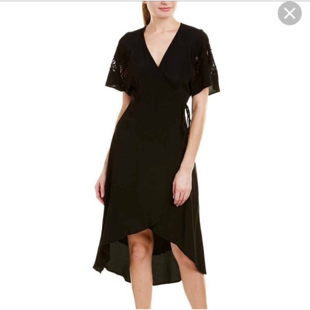 ASTR the Label. Black wrap high low dress.